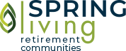 Logo of Spring Living Retirement Communities in Ontario. Logo is mainly blue and green